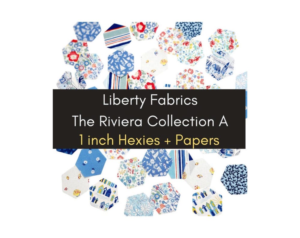 EPP Liberty The Riviera Collection A hexies 1 inch die cut fabric hexagons + papers