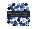 EPP Debbie Maddy Shimo Fabric Hexies: 42 Precut 1-inch hexagons + papers