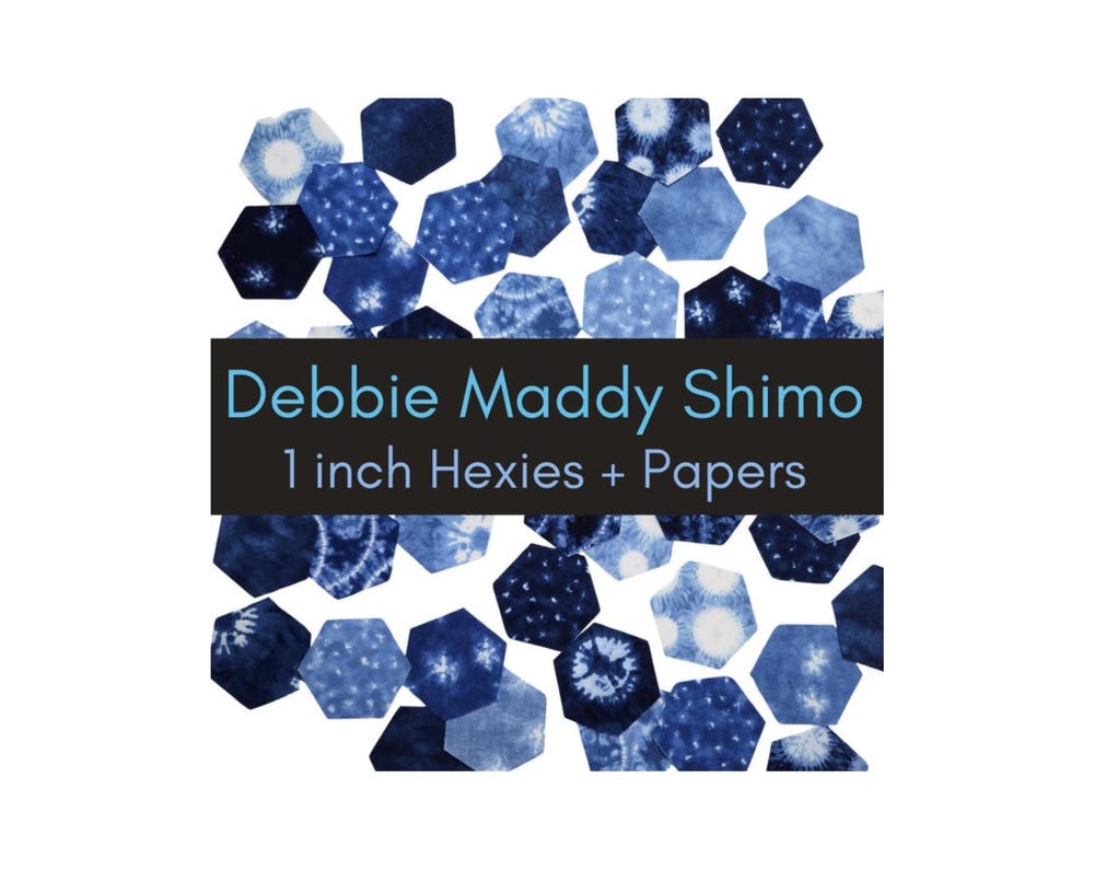 EPP Debbie Maddy Shimo Fabric Hexies: 42 Precut 1-inch hexagons + papers