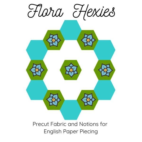 EPP kit Tula Pink Mix 1 Hexies: 42 Precut 1-inch hexagons + Paper Templates