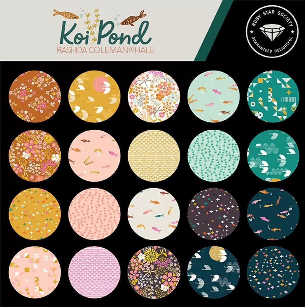 Ruby Star Society Koi Pond 1 inch die cut hexies (42) and papers; English Paper Piecing (EPP); quilting; Moda fabric, Rashida Coleman Hale