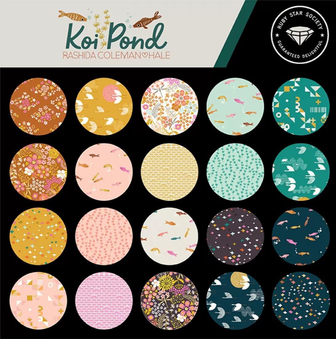 Ruby Star Society Koi Pond 1 inch die cut hexies (42) and papers; English Paper Piecing (EPP); quilting; Moda fabric, Rashida Coleman Hale