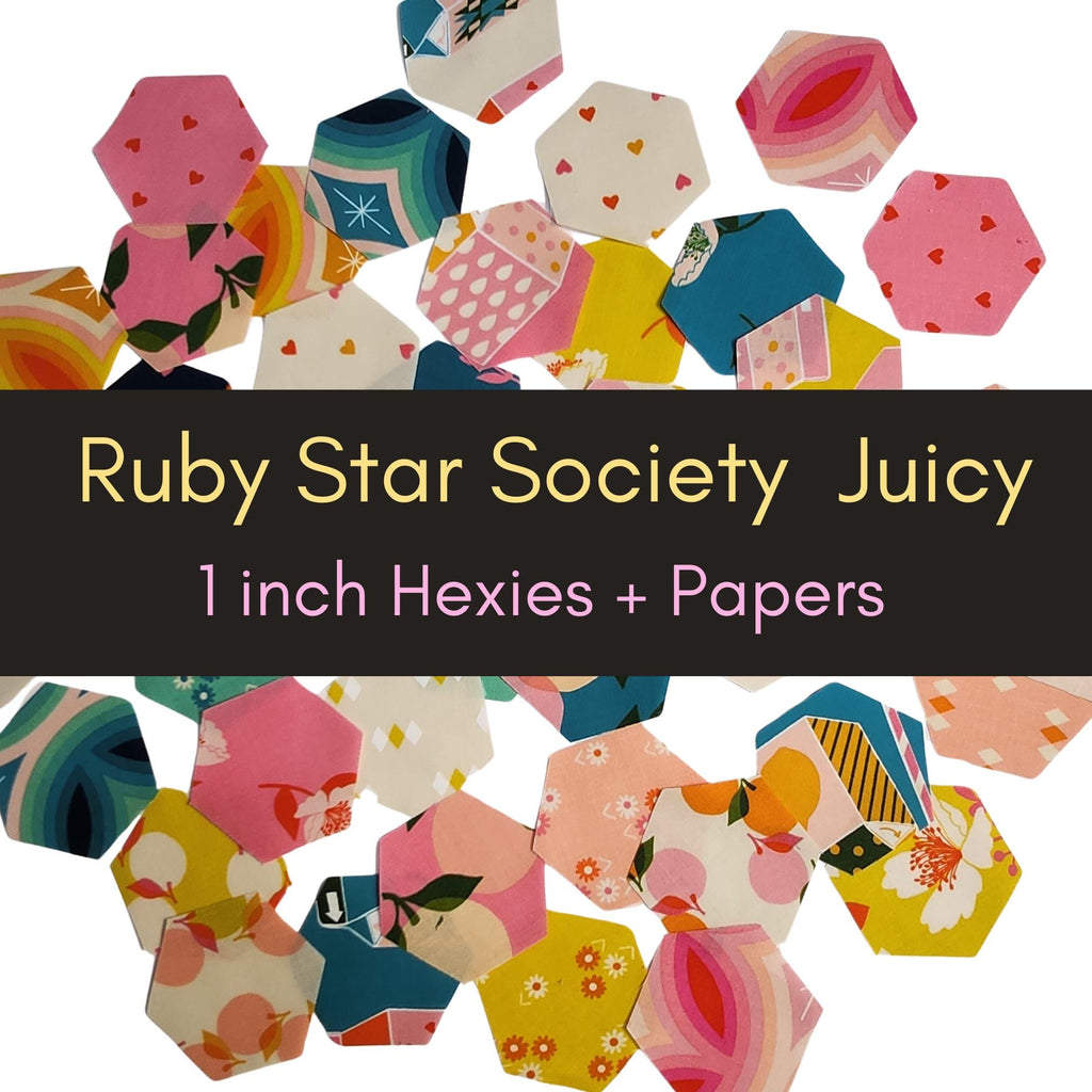 EPP Ruby Star Society Juicy Hexies: 1 Inch fabric hexagons+ Paper Templates, 42 pcs
