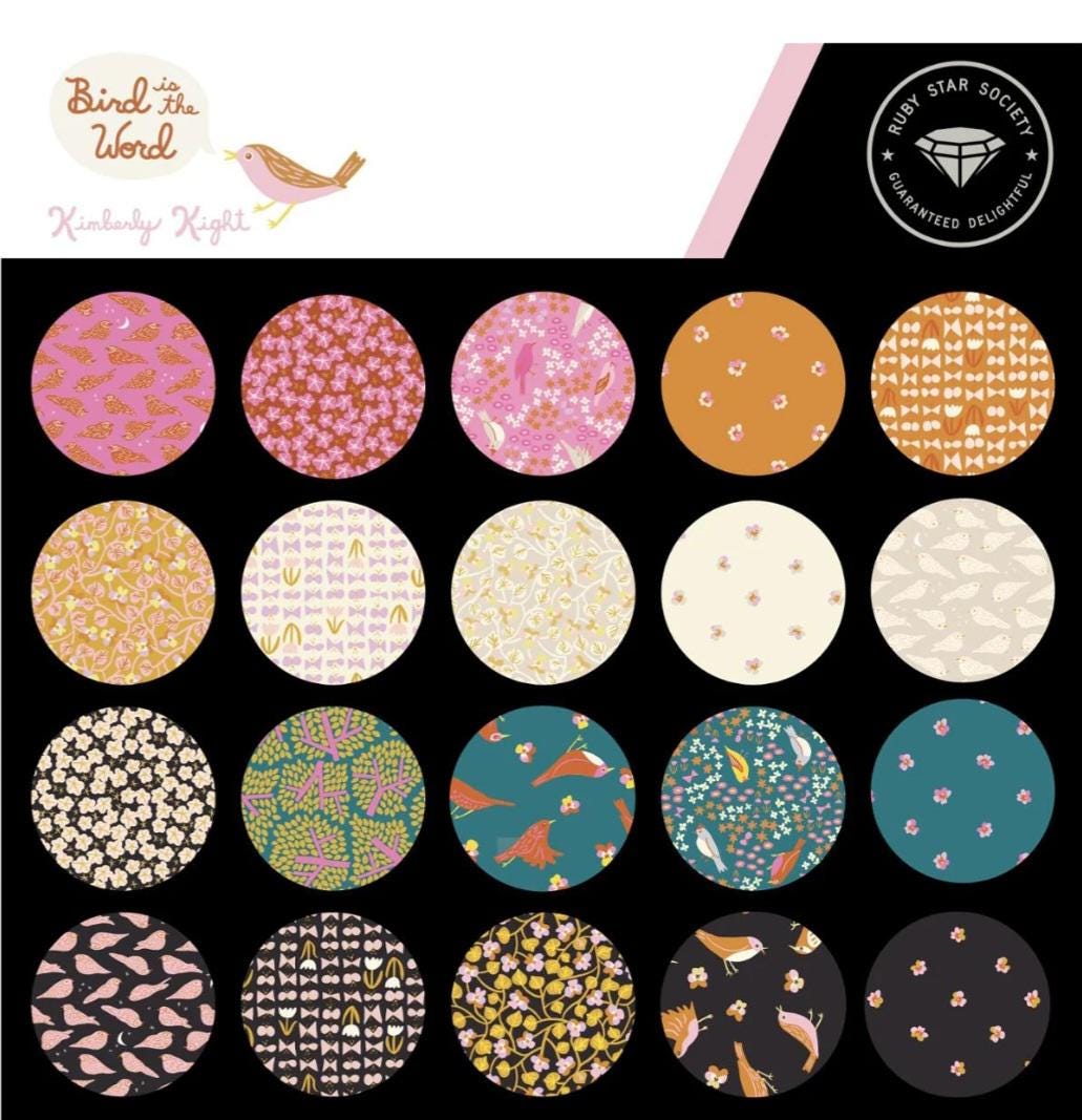 Ruby Star Society Bird is the Word 1 inch die cut hexies (42) and paper templates; English Paper Piecing (EPP); precut hexagons Kim Kight