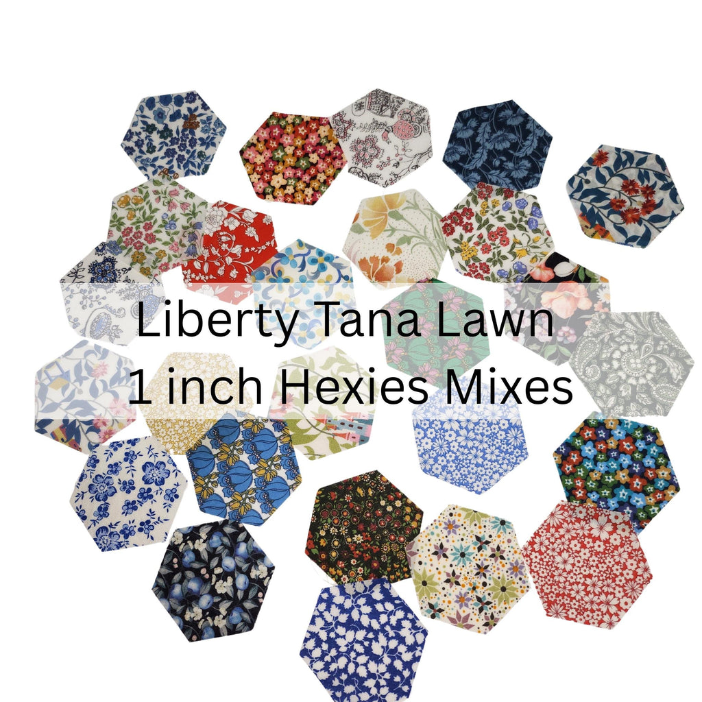 Liberty of London Tana Lawn 1 inch die cut hexies (26) plus papers; English Paper Piecing (EPP); quilting; lawn fabric, multicolor