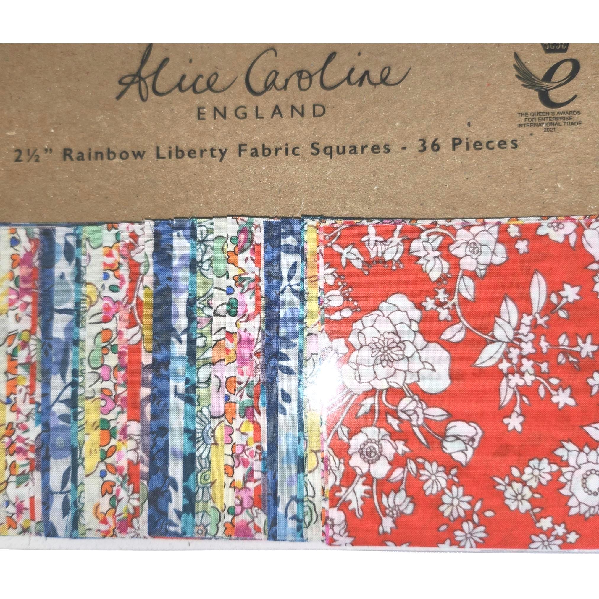 Liberty of London Tana Lawn 2.5 inch mini charm squares; English Paper Piecing (EPP); quilting; fine lawn fabric, England, rainbow