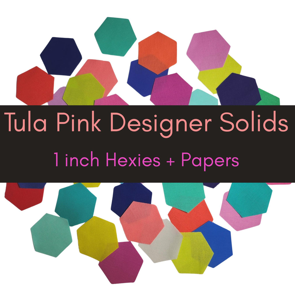 42 Tula Pink Designer Solids hexies 1 inch die cut assortment, plus papers-42 hexies-English Paper Piecing, EPP, free spirit fabric