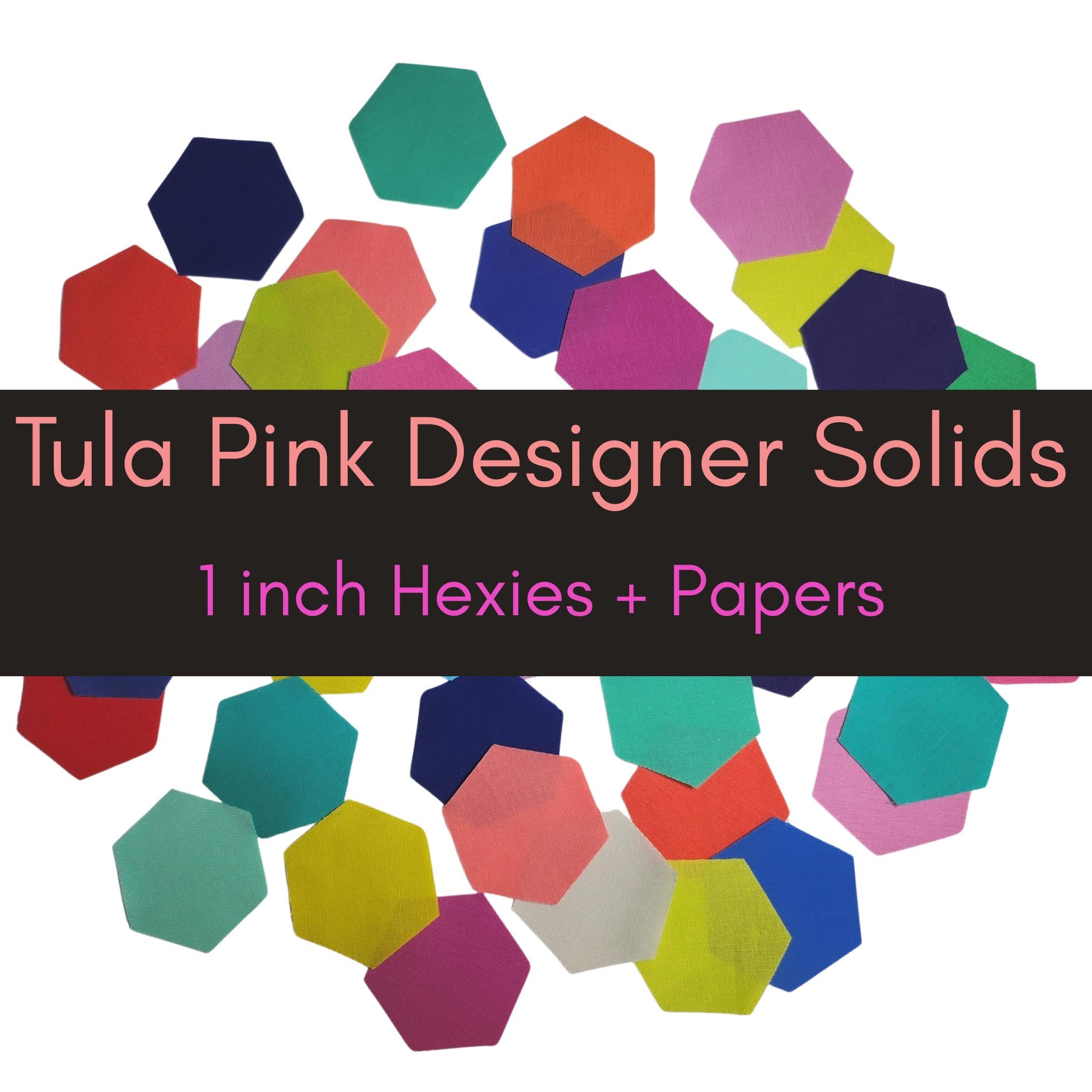 42 Tula Pink Designer Solids hexies 1 inch die cut assortment, plus papers-42 hexies-English Paper Piecing, EPP, free spirit fabric