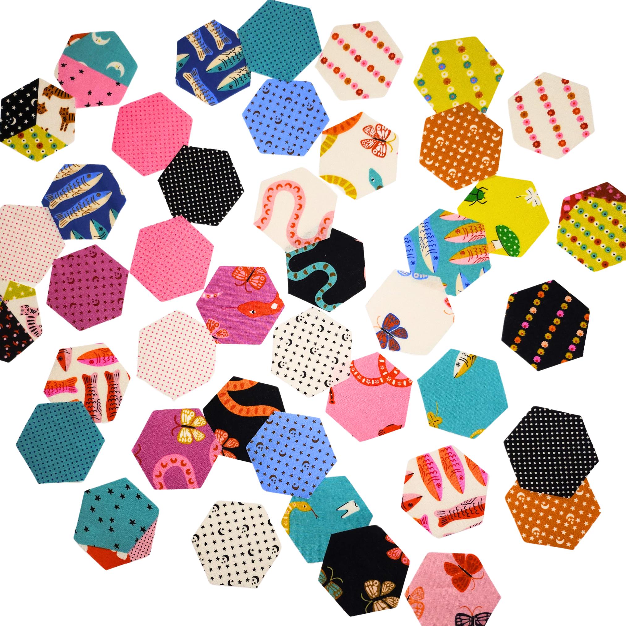 42 precut hexagons Ruby Star Society ooh Lucky Lucky 1 inch die cut hexies, plus paper templates; English Paper Piecing (EPP), Alexia Abegg