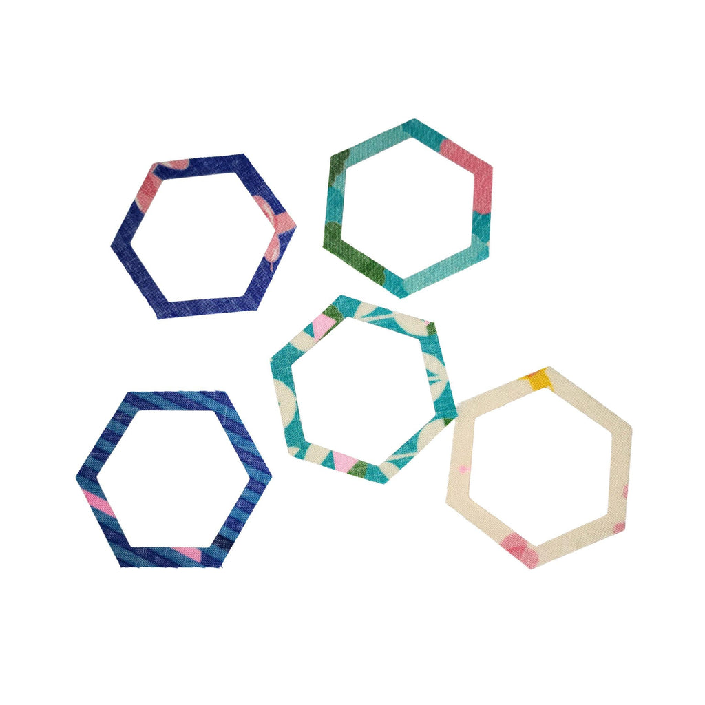 Ruby Star Society Eye Candy 1 inch die cut hexies (42) and precut paper templates English Paper Piecing (EPP); Moda quilt abric, hexagons