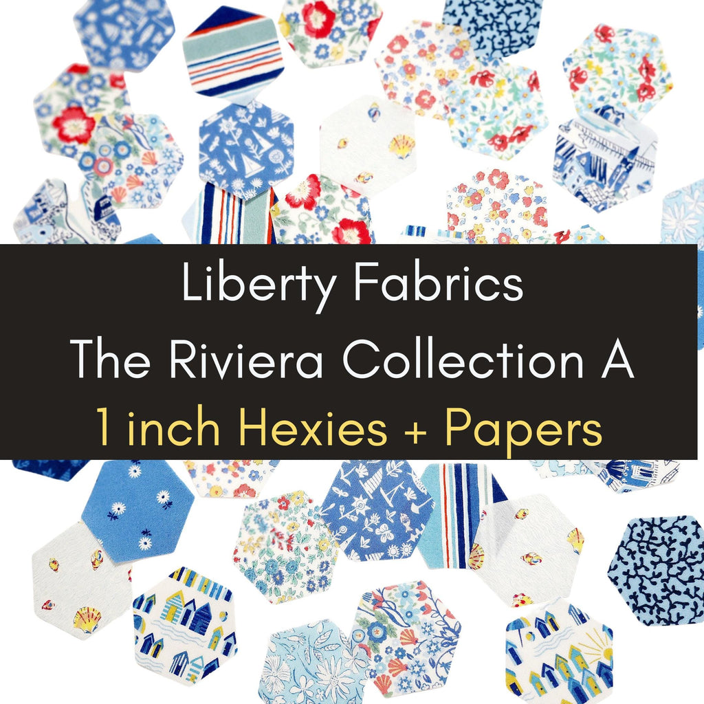 42 precut hexagons Liberty The Riviera Collection A 1 inch die cut hexies  plus paper templates; English Paper Piecing (EPP) fabric