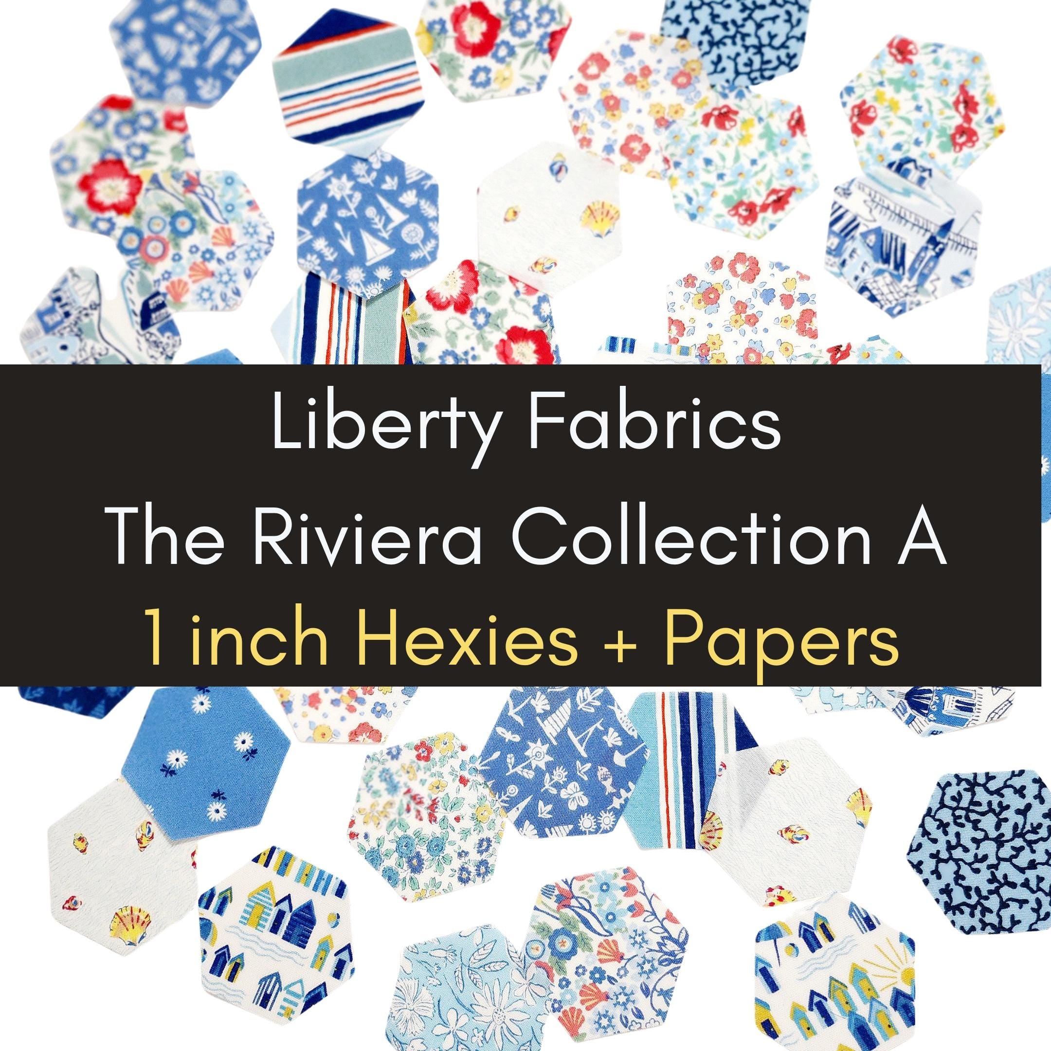 42 precut hexagons Liberty The Riviera Collection A 1 inch die cut hexies  plus paper templates; English Paper Piecing (EPP) fabric