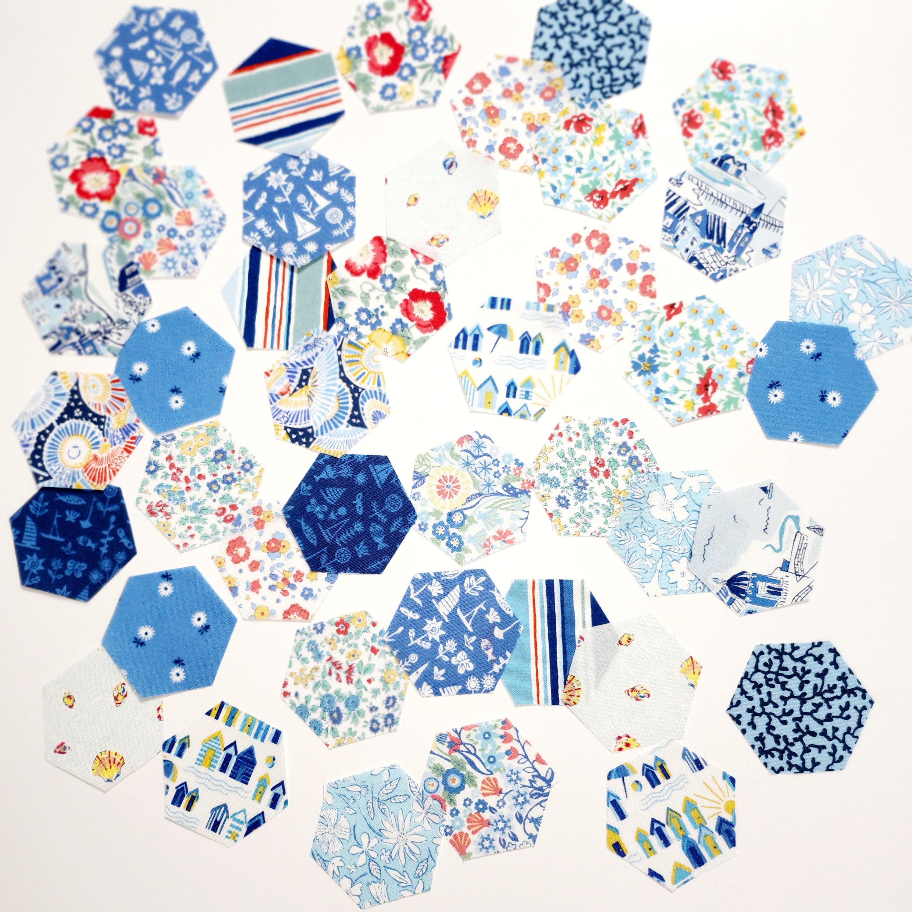 42 precut hexagons Liberty The Riviera Collection A 1 inch die cut hexies  plus paper templates; English Paper Piecing (EPP) fabric