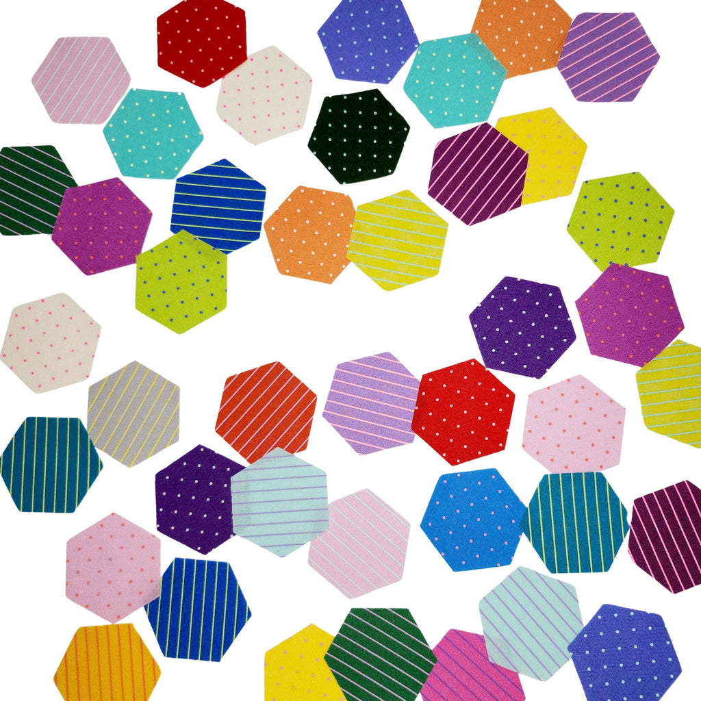42 precut hexagons Tula Pink Tiny Coordinates 1 inch die cut fabric hexies plus paper templates for English Paper Piecing (EPP) flora hexies