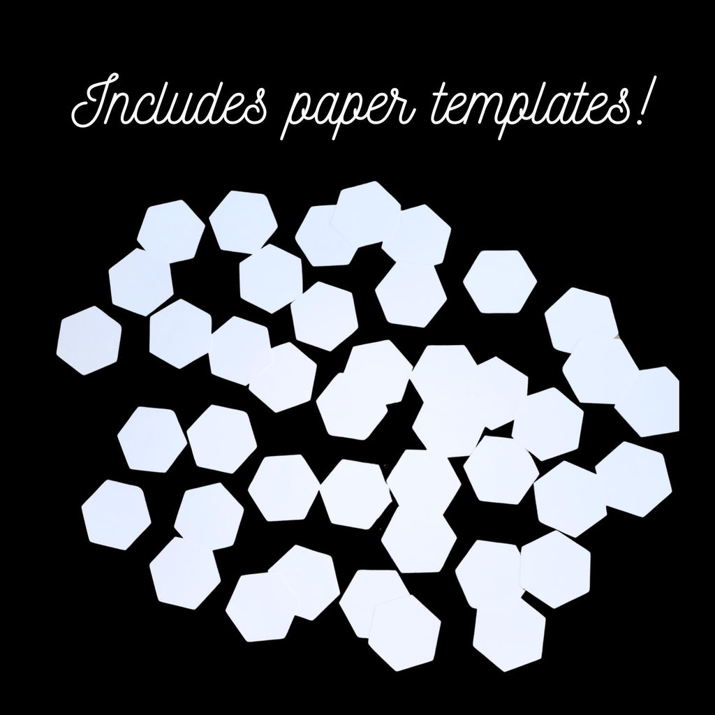 EPP kit Tula Pink Mix 1 Hexies: 42 Precut 1-inch hexagons + Paper Templates