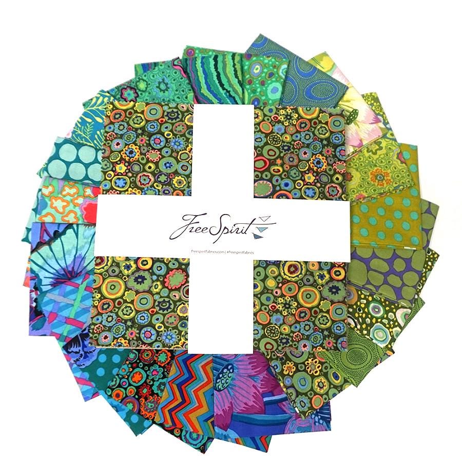 42 precut hexagons Kaffe Fassett Island 1 inch die cut hexies and paper templates; English Paper Piecing (EPP); patchwork fabric