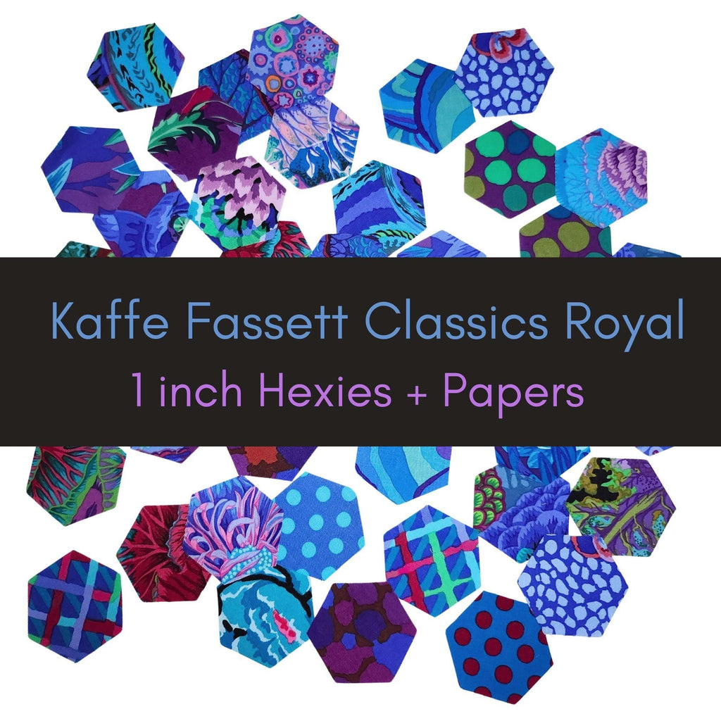 42 Kaffe Fassett Classics Royal 1 inch die cut hexies and papers; English Paper Piecing (EPP); quilting; Free Spirit fabric, precut hexagons