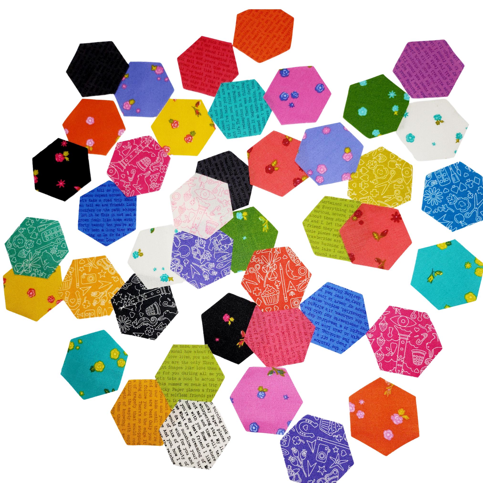 EPP Kit Alison Glass Sun Print Hexies: 1-inch fabric hexagons+ Papers