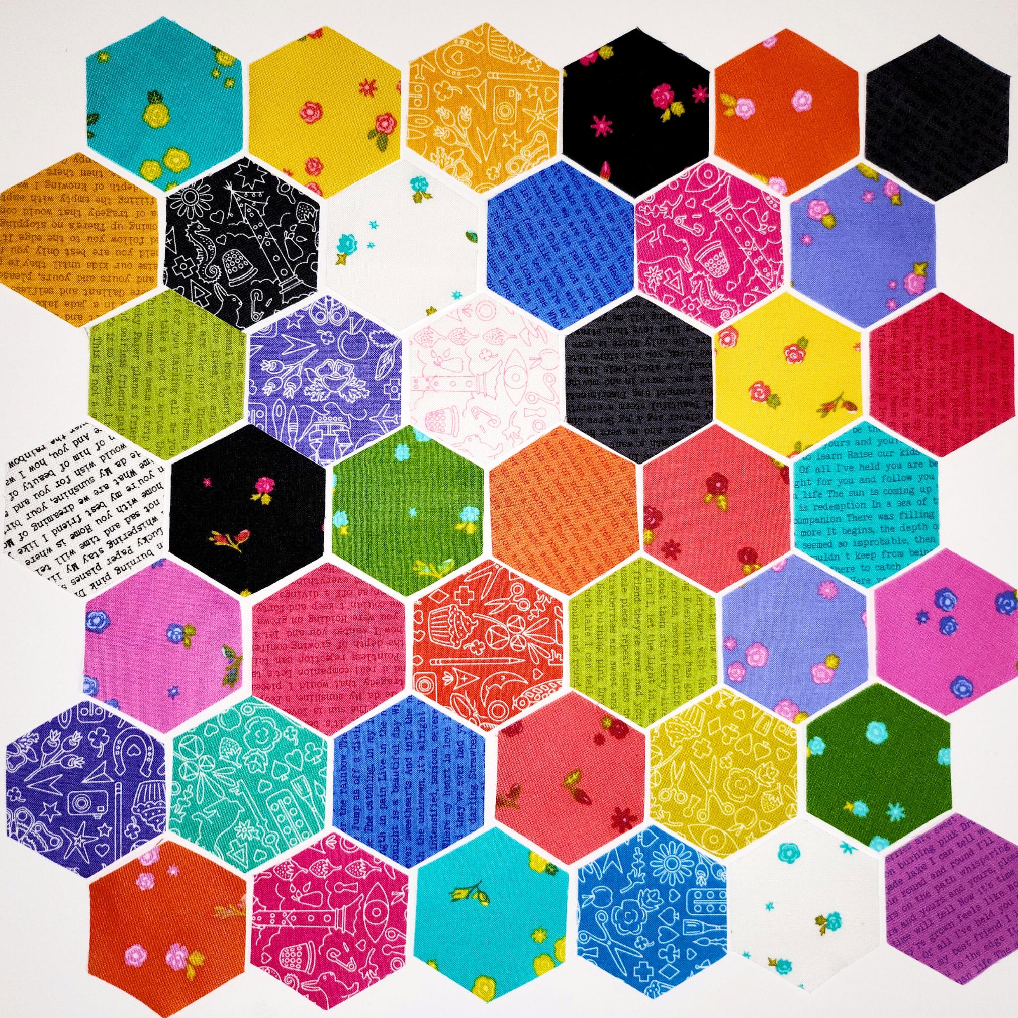 EPP Kit Alison Glass Sun Print Hexies: 1-inch fabric hexagons+ Papers