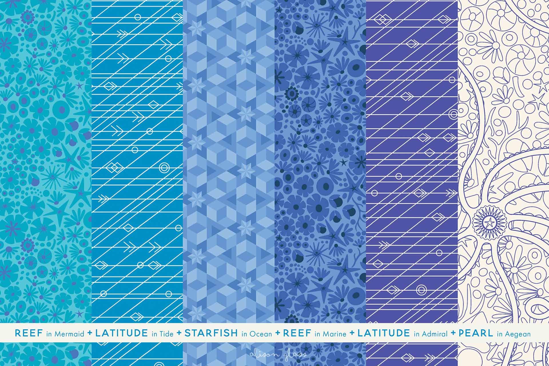 48 precut hexagons Alison Glass Diving Board 1 inch die cut hexies and paper templates for English Paper Piecing (EPP) out of print fabric