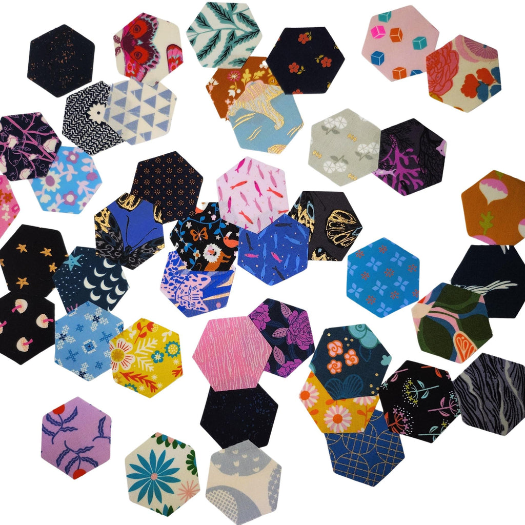 42 precut hexagons Ruby Star Society Mix one: 1 inch die cut hexies and paper templates with no duplicates for English Paper Piecing (EPP)