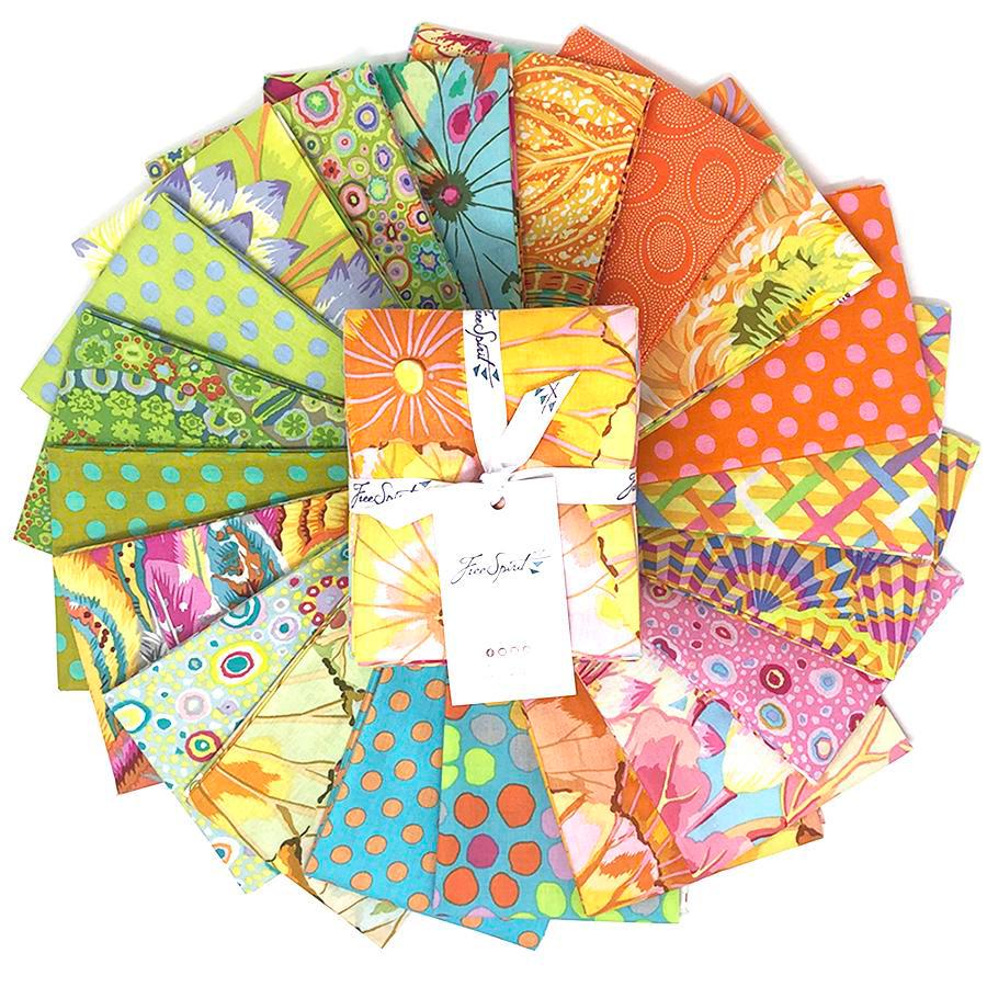 42 precut hexagons Kaffe Fassett Parakeet 1 inch die cut hexies and paper templates; English Paper Piecing (EPP); patchwork fabric