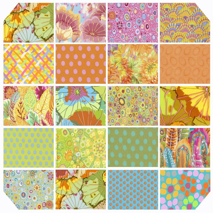 42 precut hexagons Kaffe Fassett Parakeet 1 inch die cut hexies and paper templates; English Paper Piecing (EPP); patchwork fabric