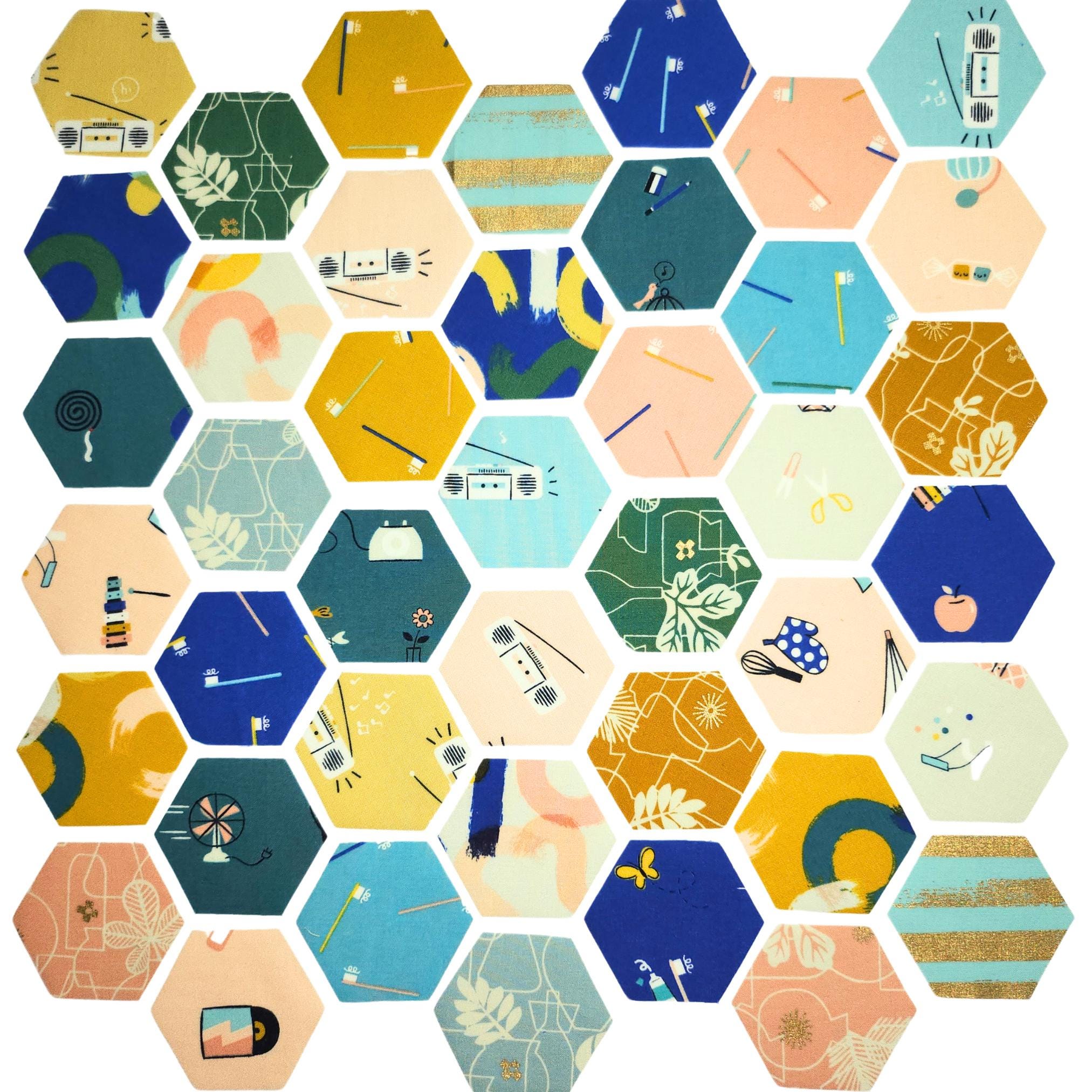 Ruby Star Society What Not 1 inch die cut hexies (42) and paper templates; English Paper Piecing (EPP); precut hexagons Rashida Coleman Hale