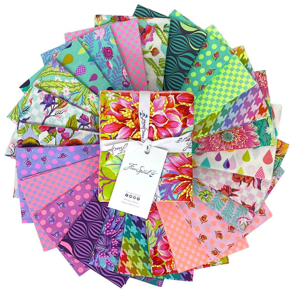 42 precut hexagons Tula Pink Untamed hexies 1 inch die cut assortment, plus paper templates English Paper Piecing, EPP. From florahexies.etsy.com englush paper piecing precut hexagons in rainbow colors
