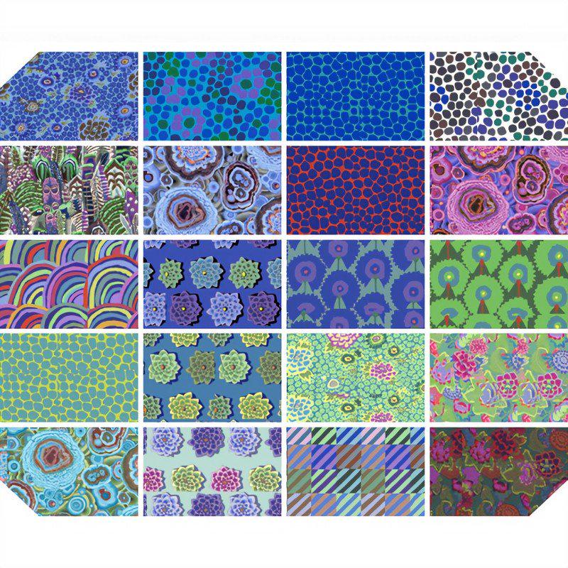 42 precut hexagons Kaffe Fassett Neptune 1 inch die cut hexies and paper templates; English Paper Piecing (EPP); patchwork fabric from florahexies.etsy.com Flora hexies