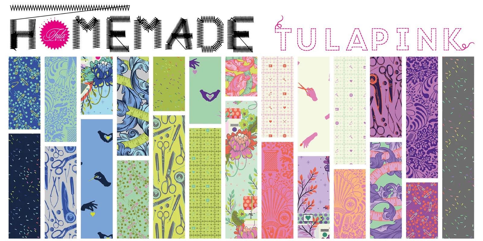 42 precut hexagons Tula Pink homemade hexies 1 inch die cut assortment, plus paper templates English Paper Piecing, EPP rare flora hexies