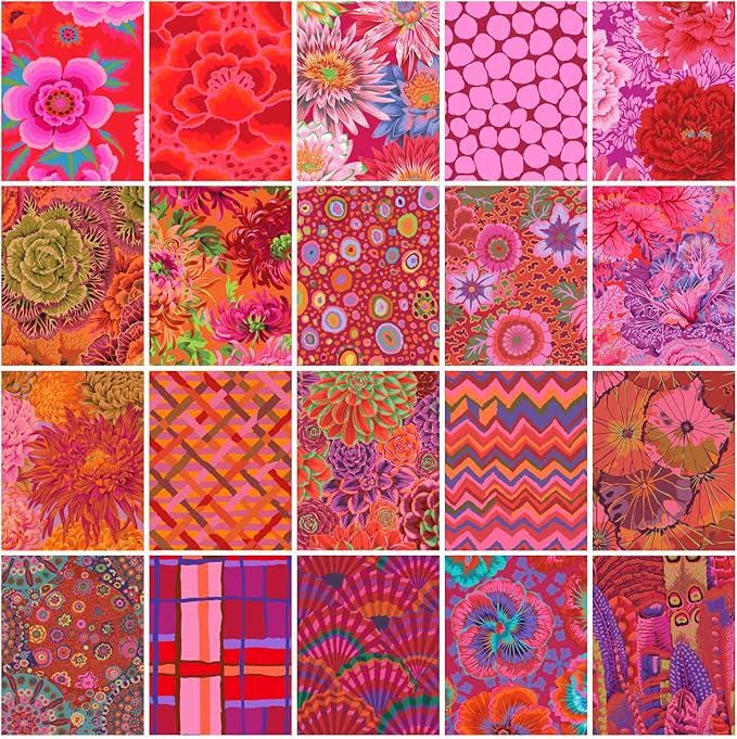 42 precut hexagons Kaffe Fassett Ruby 1 inch die cut hexies and paper templates; English Paper Piecing (EPP); precut patchwork fabric by Florahexies