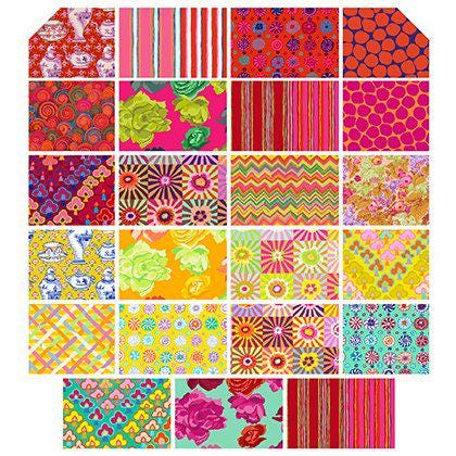42 precut hexagons Kaffe Fassett Sunrise 1 inch die cut hexies and paper templates; English Paper Piecing (EPP); patchwork fabric