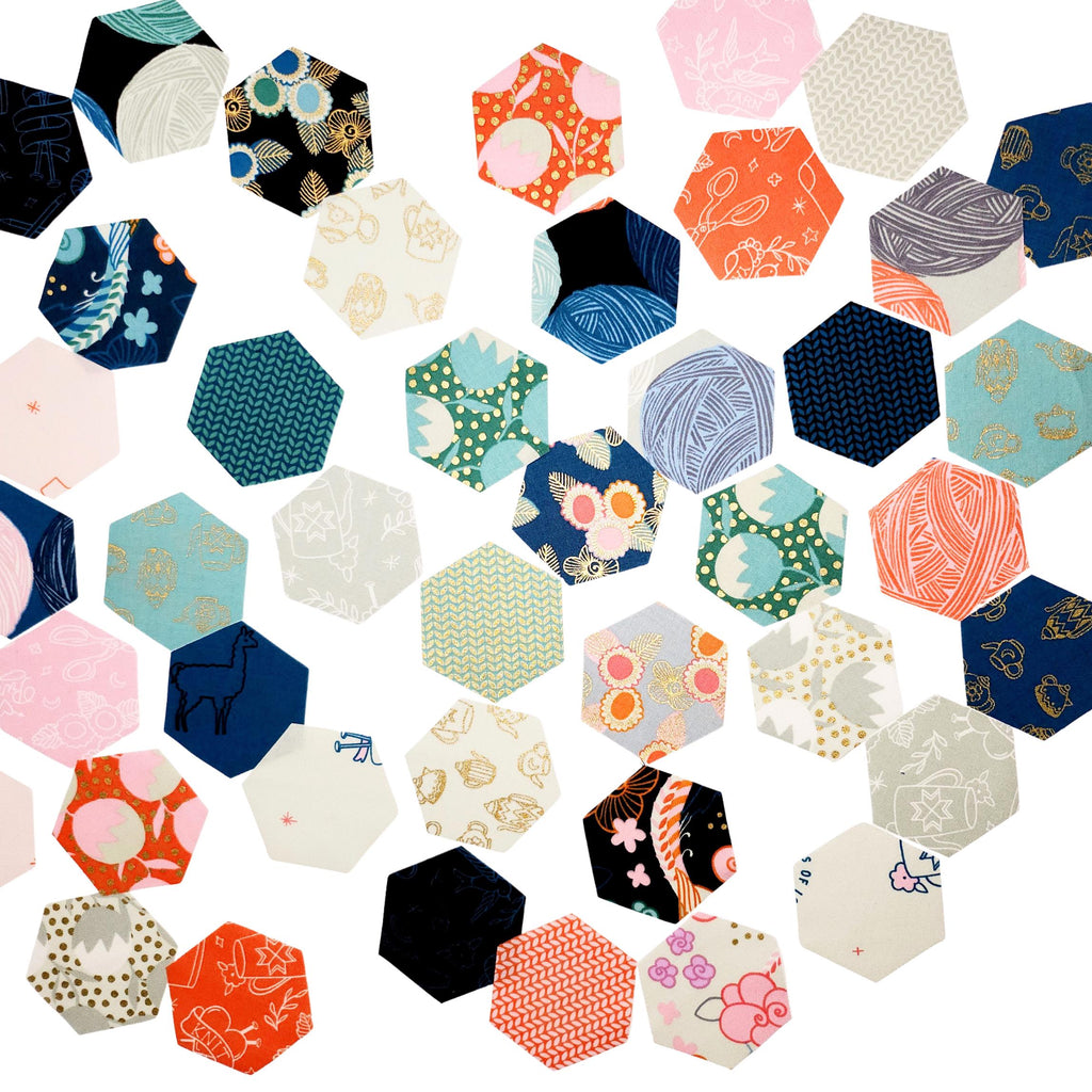 Ruby Star Society Purl 1 inch die cut hexies (42) and paper templates; English Paper Piecing (EPP); precut hexagons Sarah Watts