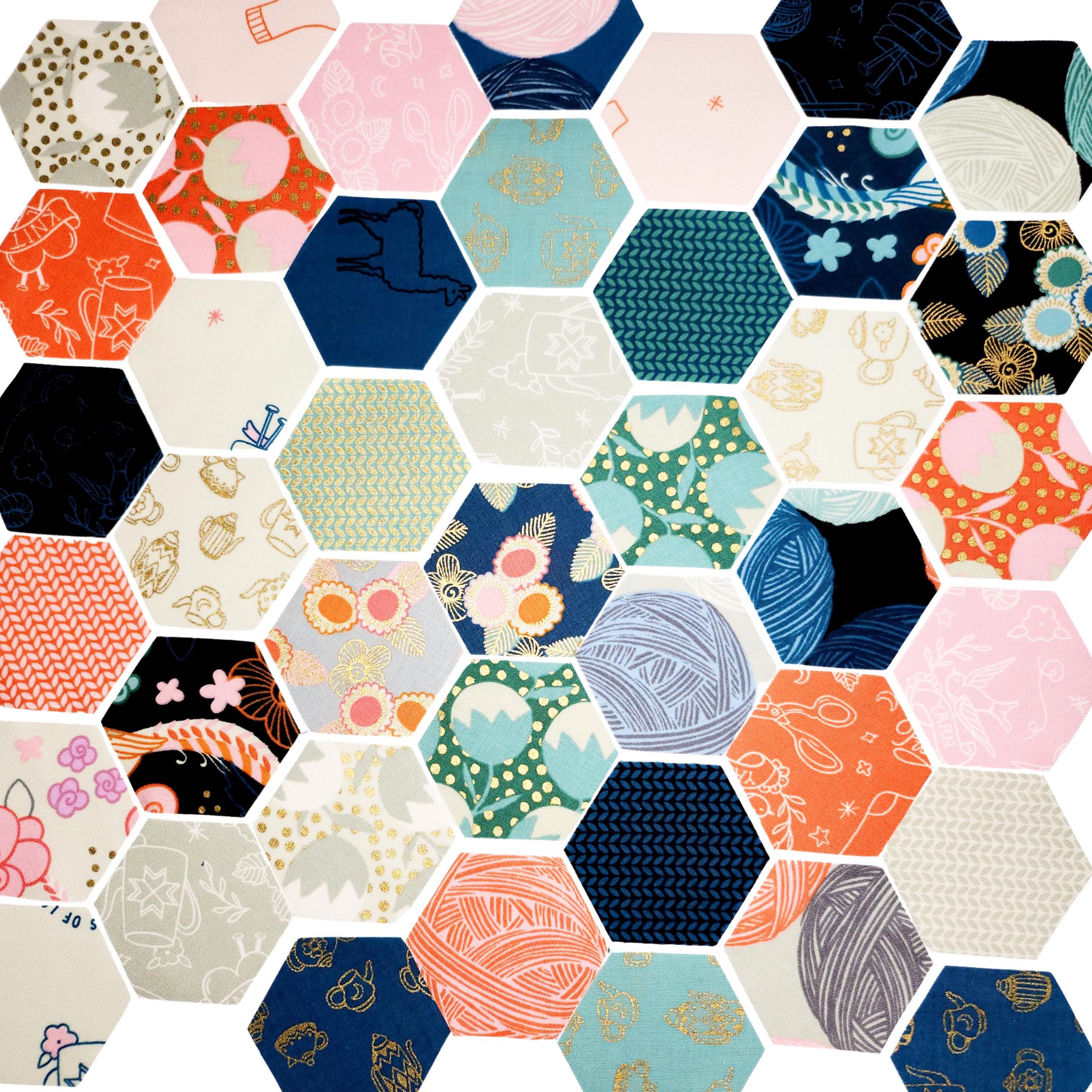 Ruby Star Society Purl 1 inch die cut hexies (42) and paper templates; English Paper Piecing (EPP); precut hexagons Sarah Watts
