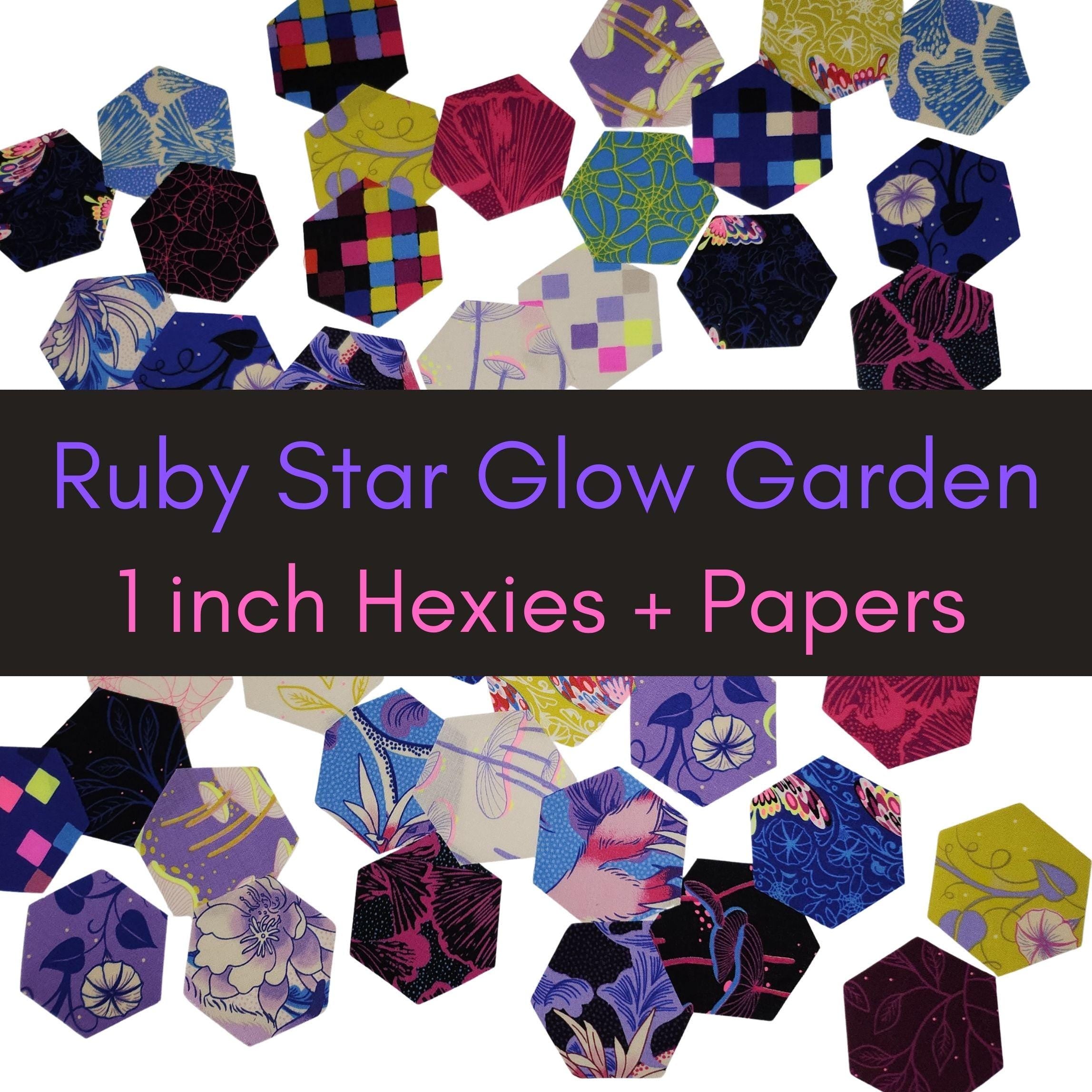 EPP Ruby Star Society Glow Garden Hexies: 1-inch fabric hexagons & Papers 42 pcs