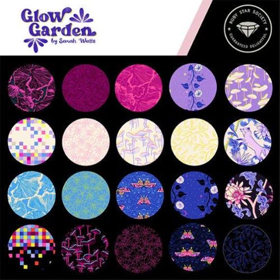 EPP Ruby Star Society Glow Garden Hexies: 1-inch fabric hexagons & Papers 42 pcs