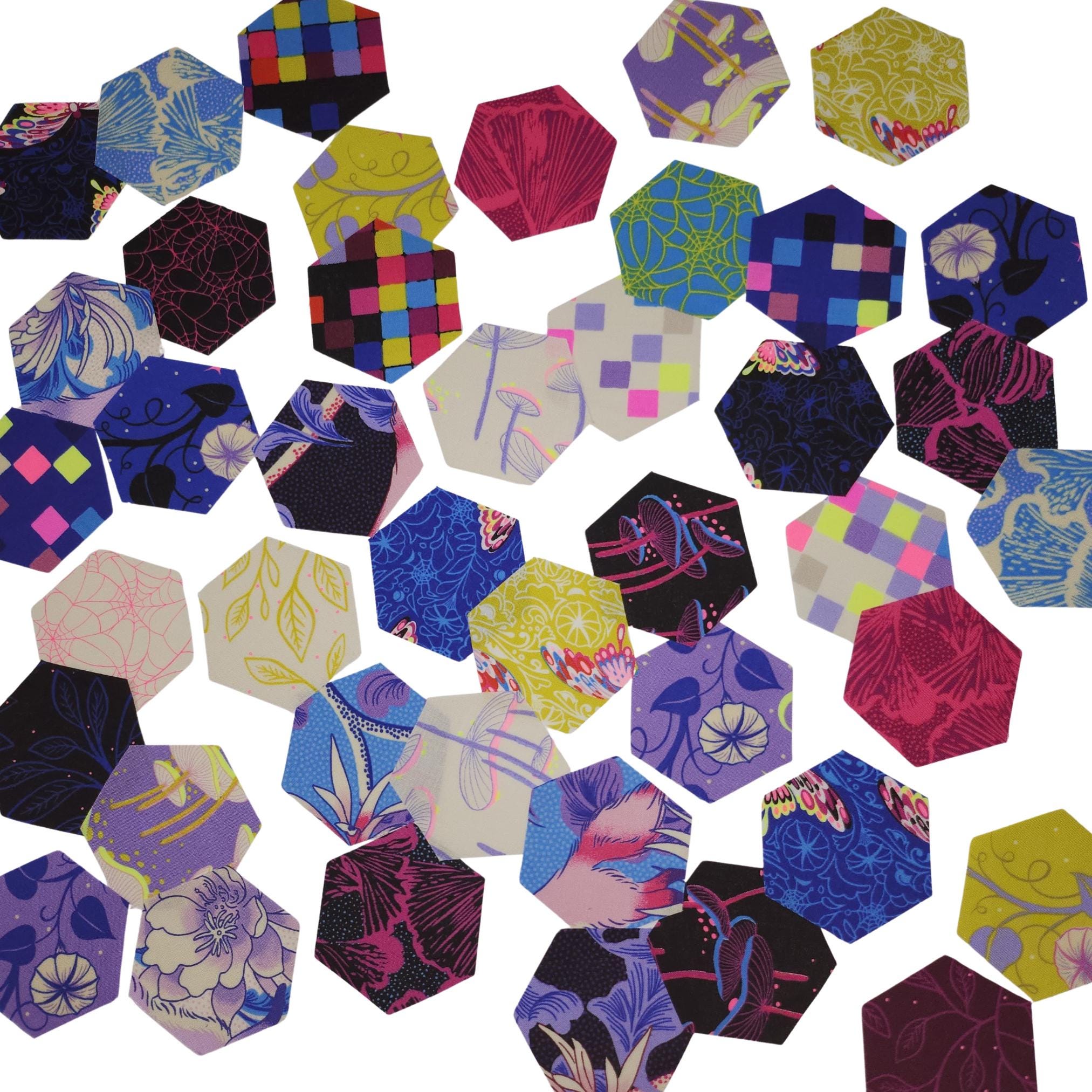 EPP Ruby Star Society Glow Garden Hexies: 1-inch fabric hexagons & Papers 42 pcs