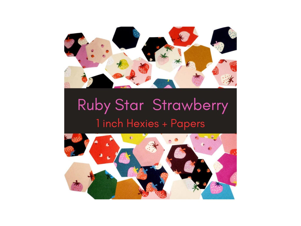 Ruby Star Society Strawberry 1 inch die cut hexies (42) and paper templates; English Paper Piecing (EPP); precut hexagons Kim Kight