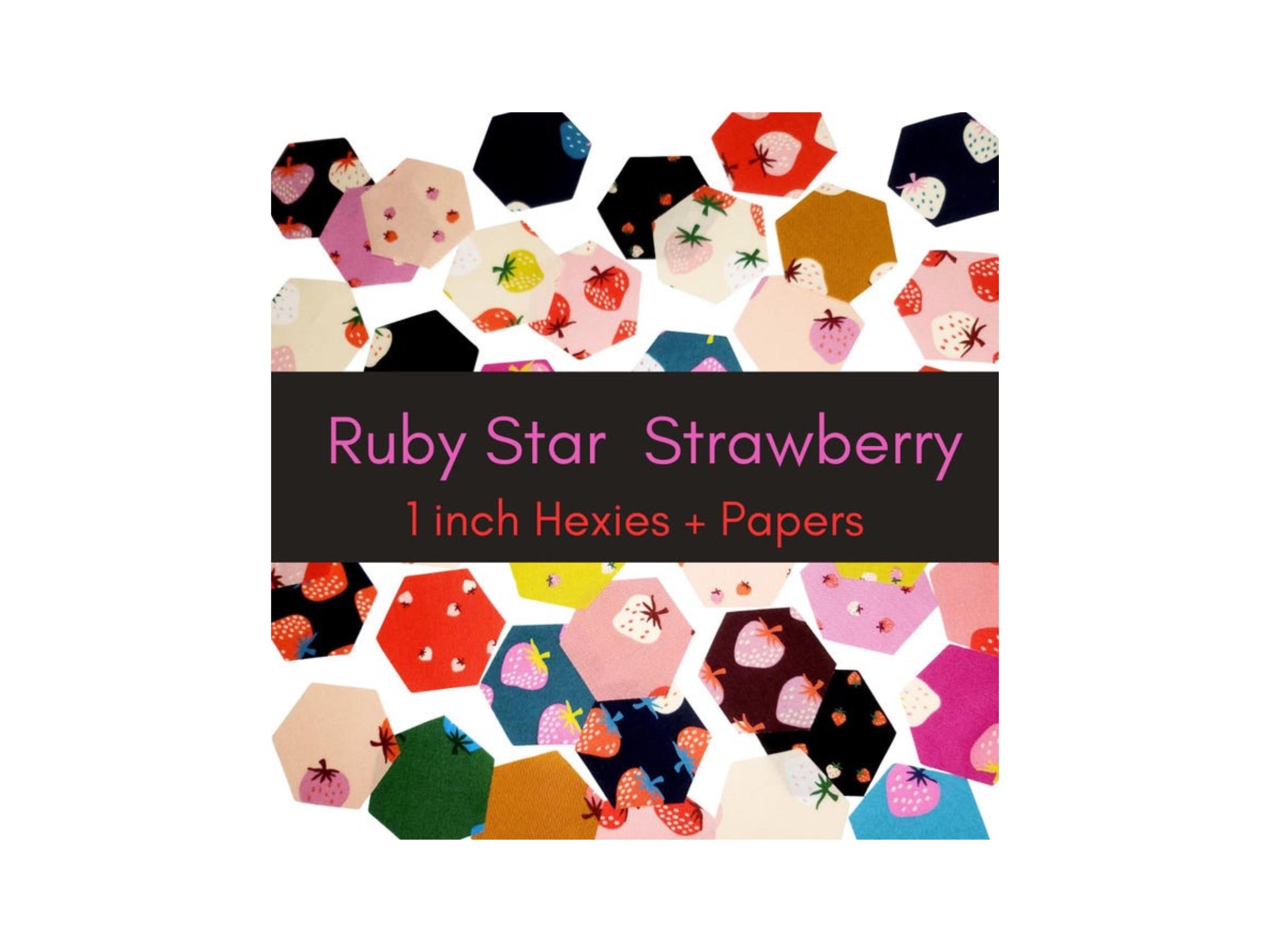 Ruby Star Society Strawberry 1 inch die cut hexies (42) and paper templates; English Paper Piecing (EPP); precut hexagons Kim Kight