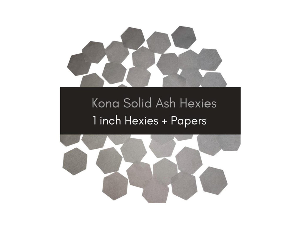 42 precut hexagons Kona Solid Ash 1 inch die cut hexies and paper templates; English Paper Piecing (EPP) fabric, Robert Kaufman