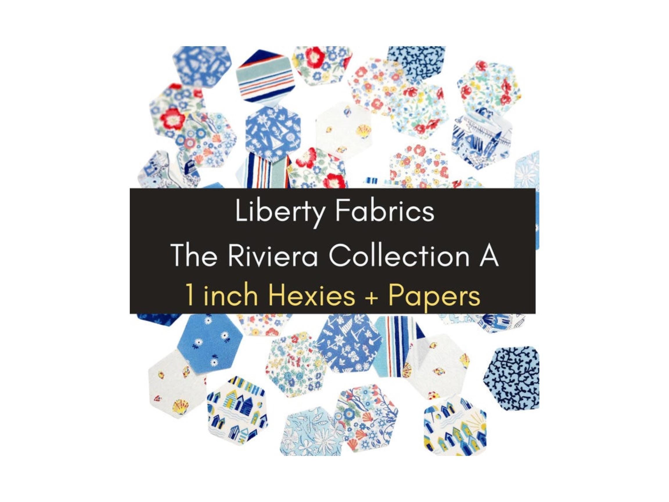 42 precut hexagons Liberty The Riviera Collection A 1 inch die cut hexies  plus paper templates; English Paper Piecing (EPP) fabric