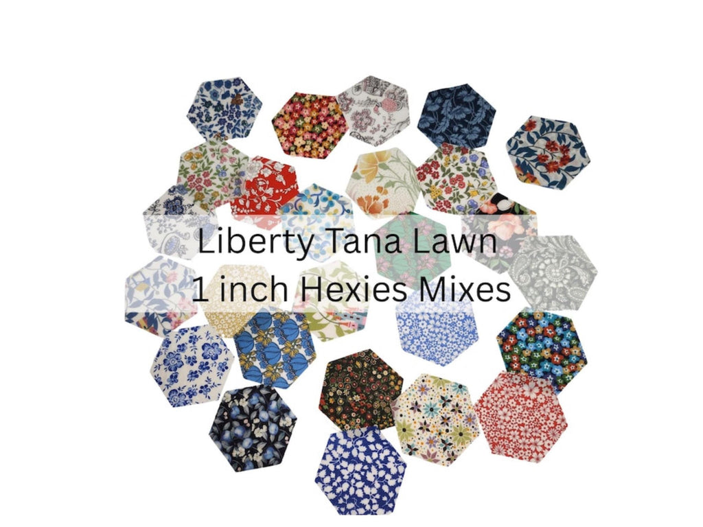 26 precut hexagons Liberty of London Tana Lawn 1 inch die cut hexies plus paper templates; English Paper Piecing (EPP); quilting lawn fabric