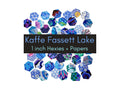 42 precut hexagons Kaffe Fassett Lake 1 inch die cut hexies and paper templates; English Paper Piecing (EPP); patchwork fabric