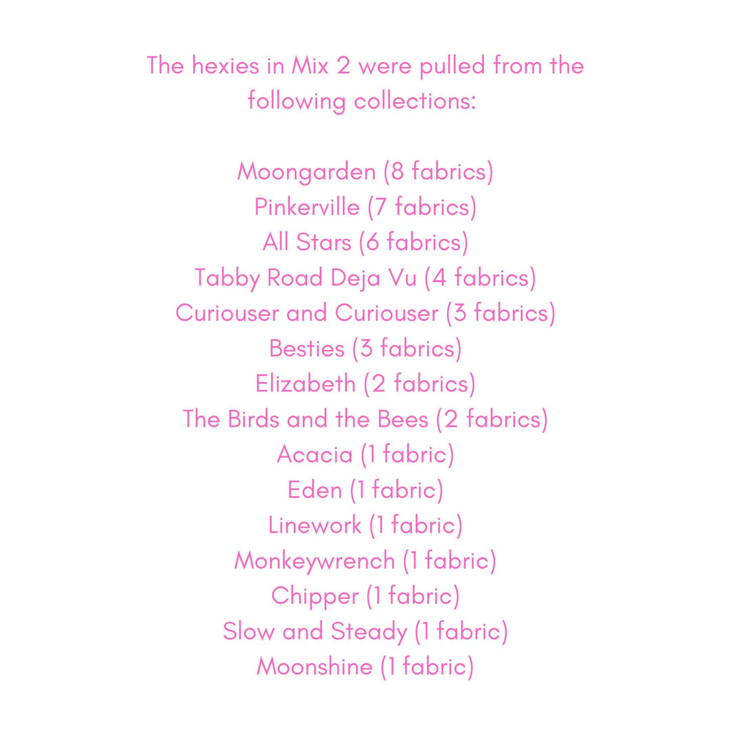 42 precut hexagons Tula Pink hexies 1 inch die cut assortment #2, plus papers; no duplicates,  English Paper Piecing (EPP) fabric