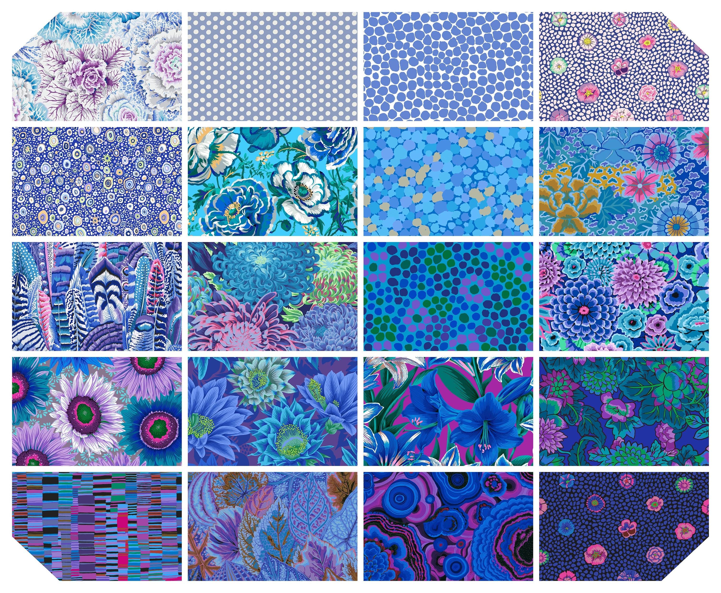 42 precut hexagons Kaffe Fassett Lake 1 inch die cut hexies and paper templates; English Paper Piecing (EPP); patchwork fabric