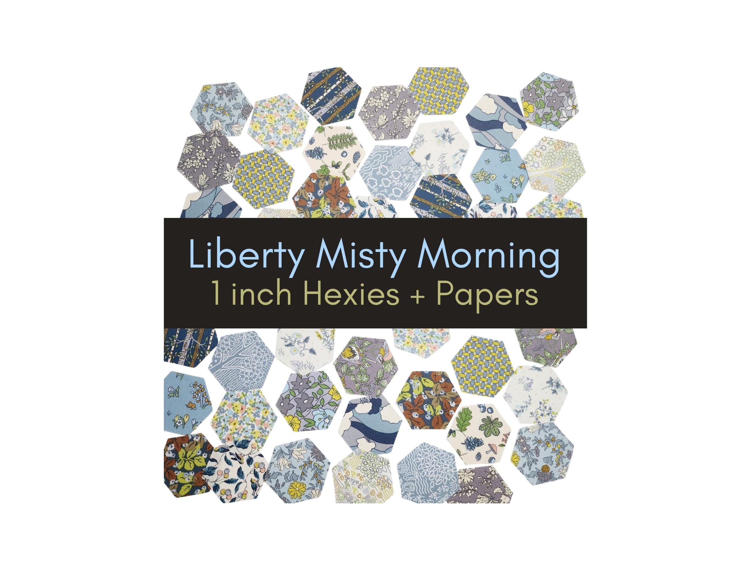 EPP Kit Liberty Fabrics Hexies: Woodland Walk Misty Morning, 42 precut 1-inch hexagons + Paper Templates