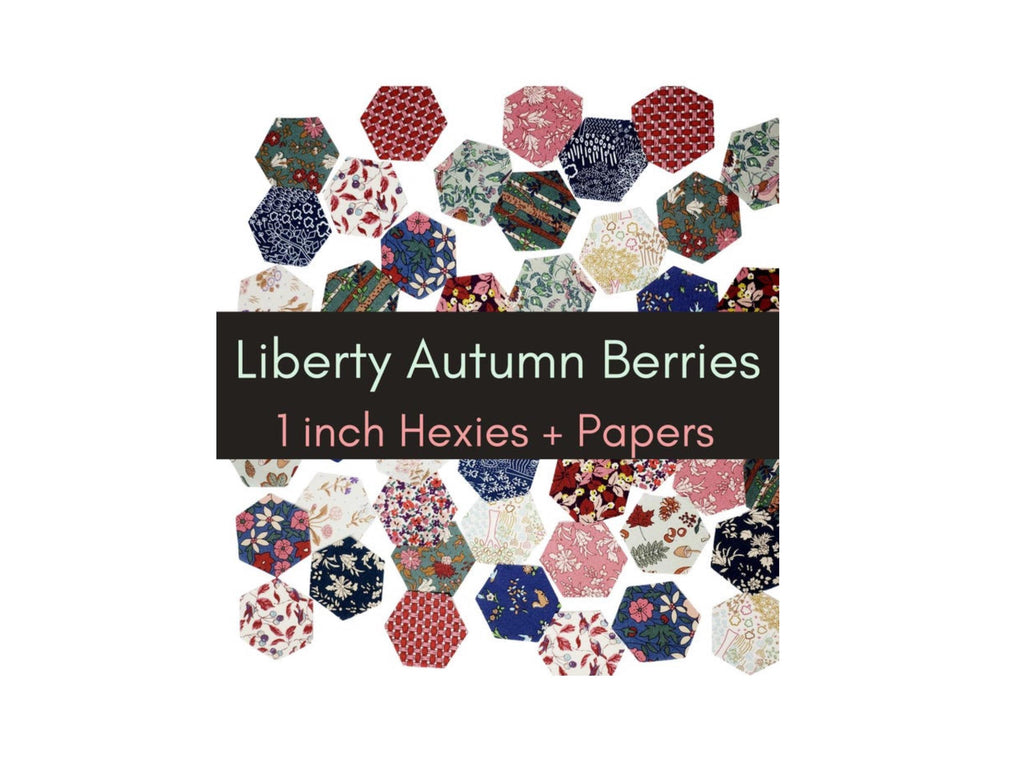 EPP Kit Liberty Fabrics Hexies: Woodland Walk Autumn Berries, 42 Precut 1-inch Hexagons + Papers