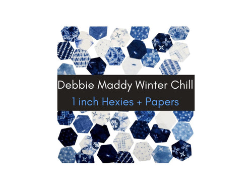 EPP Debbie Maddy Fabric Hexies: Winter Chill Precut 1 inch Hexagons and papers