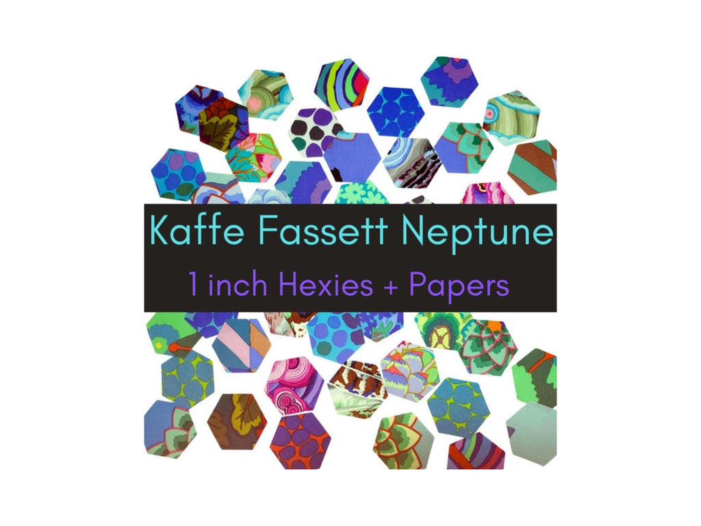 42 precut hexagons Kaffe Fassett Neptune 1 inch die cut hexies and paper templates; English Paper Piecing (EPP); patchwork fabric